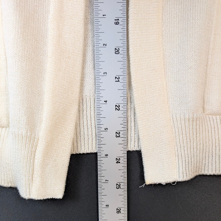 VTG Philippe Marques Cardigan 6P Purity White Modest Drop Pockets Grannycore USA