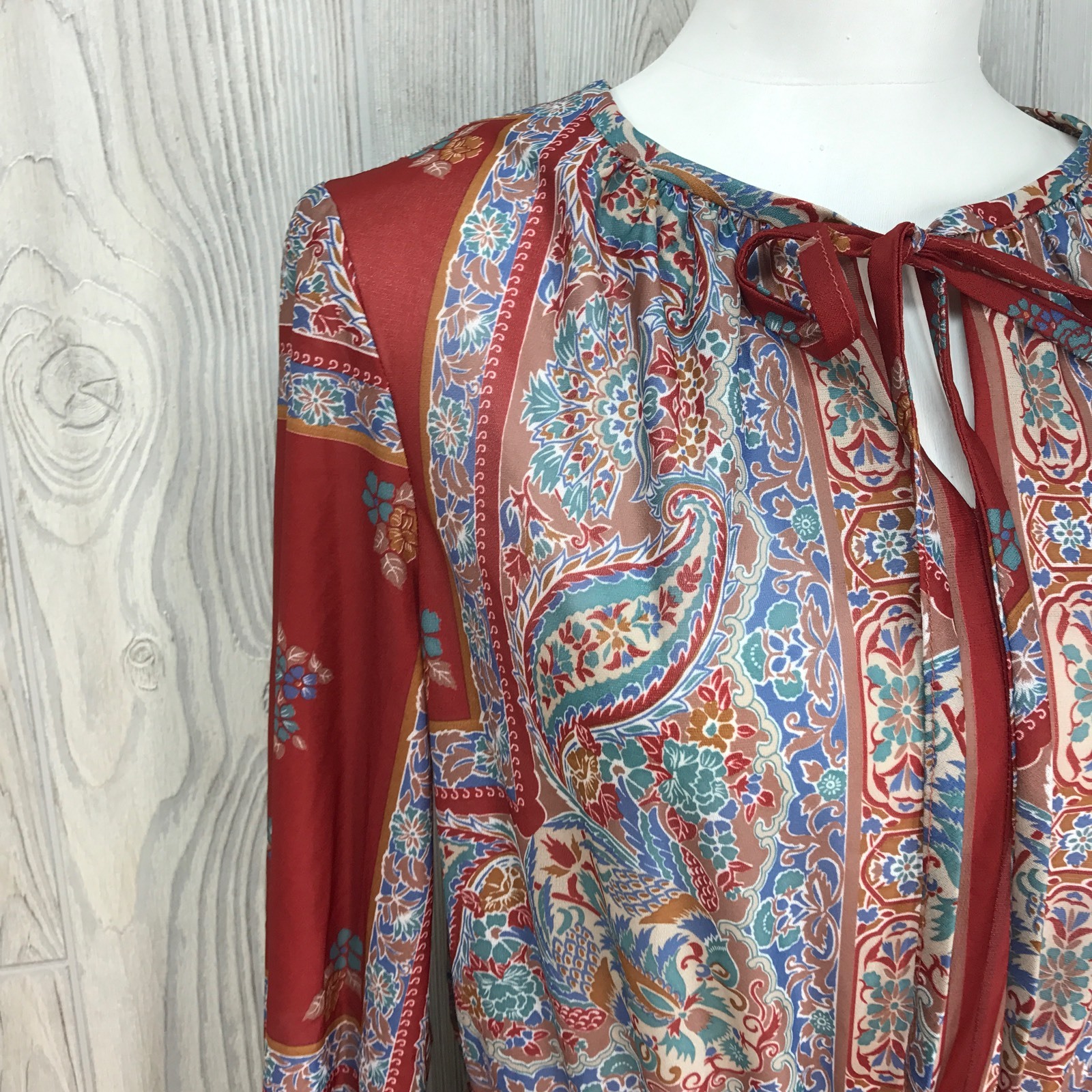 VTG Womens Dress 70’s handkerchief pleated semi sheer tie hippy floral