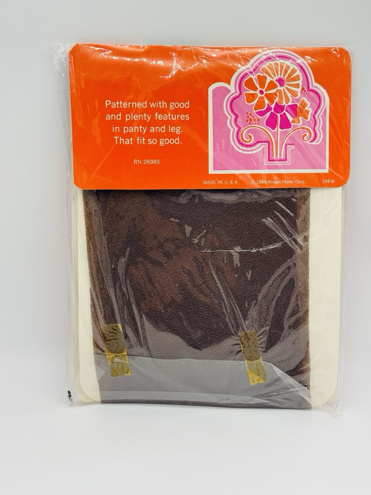 Vintage Lady Oris Pantyhose Nylons 1 Pair Extra Width Flower Power Graphics 1969