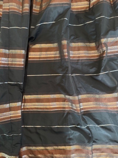 Dramatic black taffeta skirt with gold and silver circa early 70″s