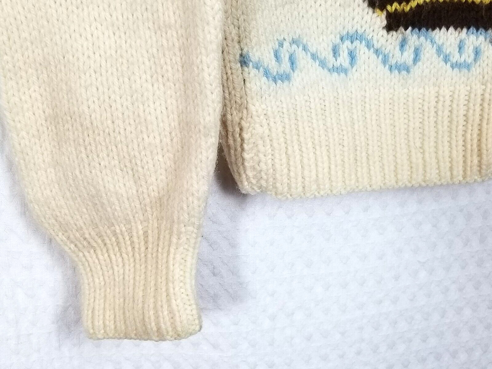 Vtg 70’s White Handmade Wool Knit Sail Boat Embroidered Turtle Neck Sweater Sz S