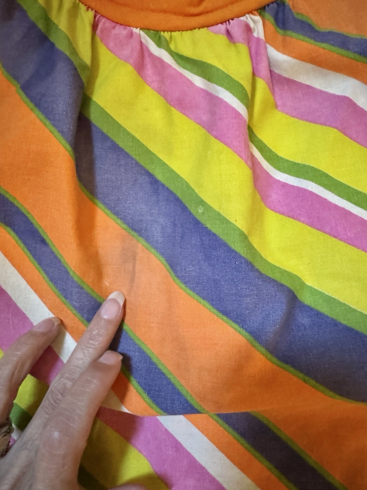 Vtg Stripe Tent A Line 60s Dress Quilted Collar Pocket Cotton XS S