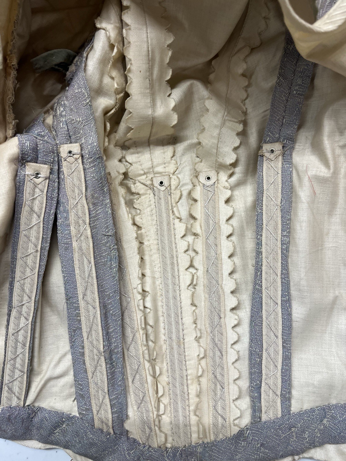 1880’s Gray & Ivory Silk Bustle Gown