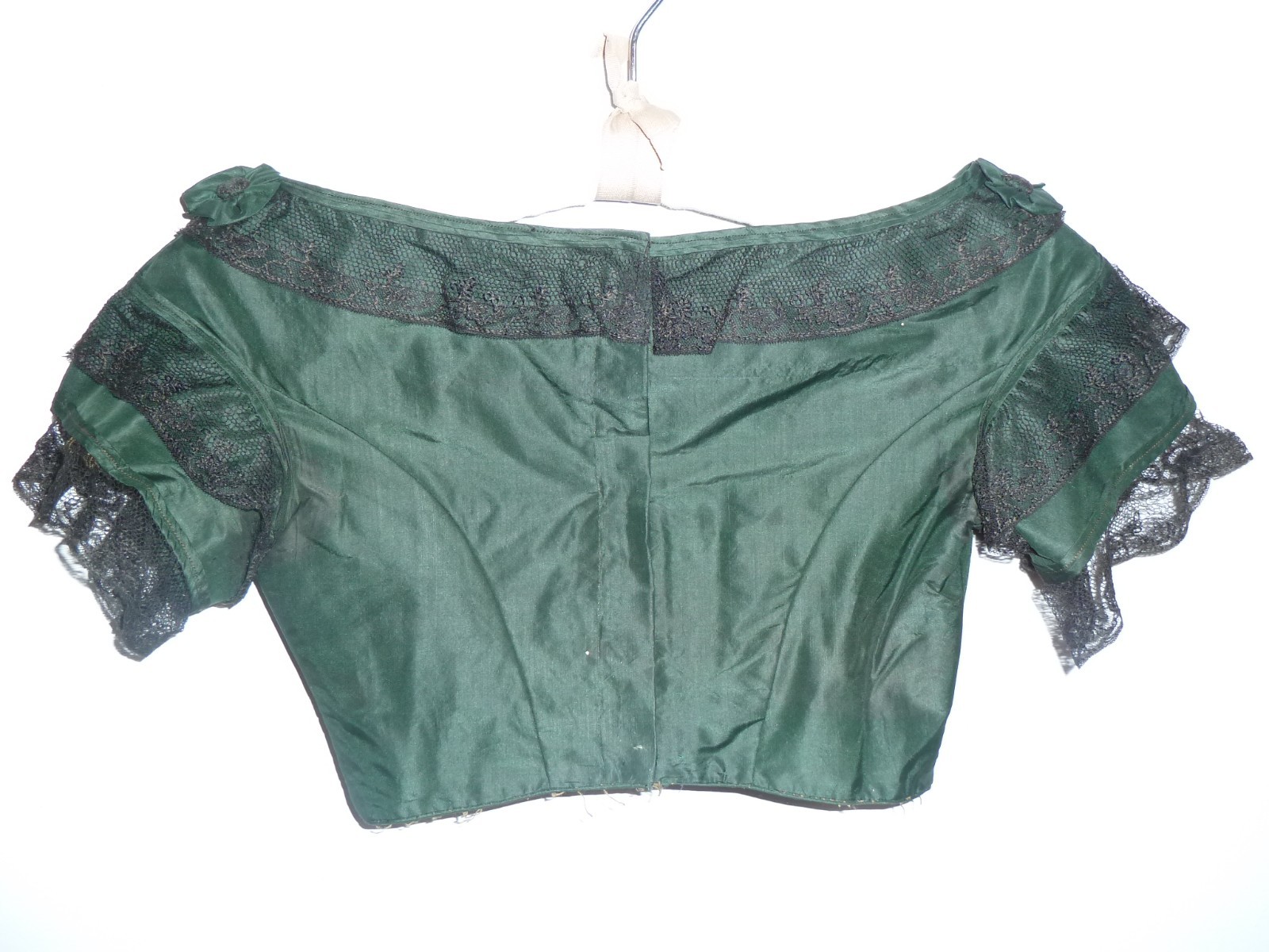 Antique Victorian Blouse Mid to late 1800s Vtg Chantilly Lace Handmade Rosettes