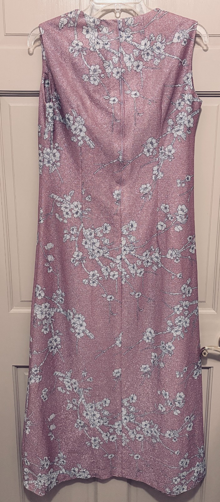 Iconic 70s Custom Lavender Metallic Fabric Column Maxi Dress~M~Elegant Chic~EXC