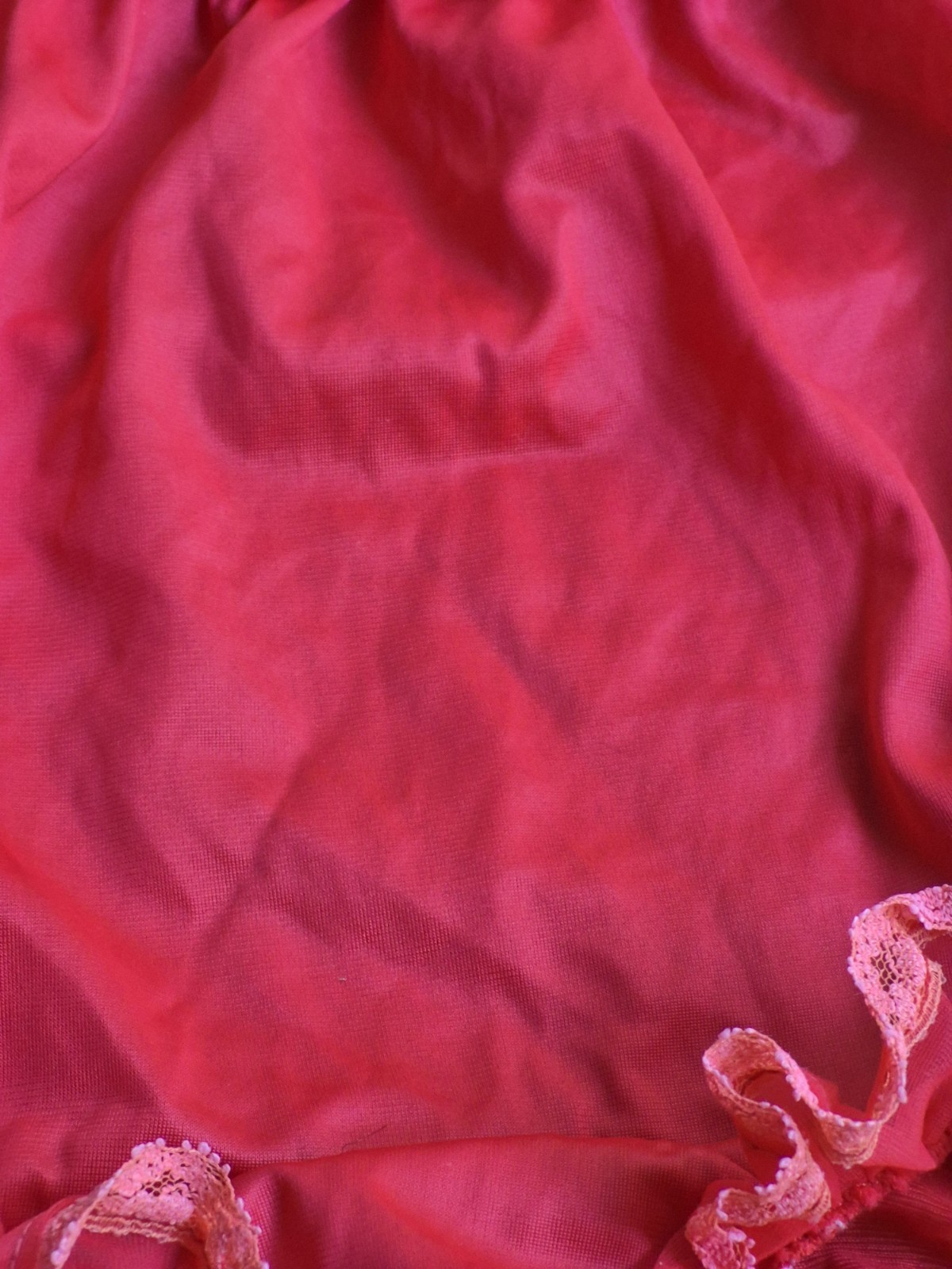 Vintage 70s Jer Marai Red Nylon High Waist Gusset Ruffle Lace Pin Up Panties