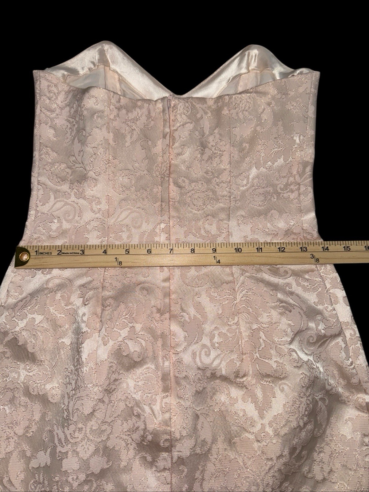 Jessica McClintock Gunne Sax Strapless Jacquard Brocade Cocktail Dress Pink 7/8