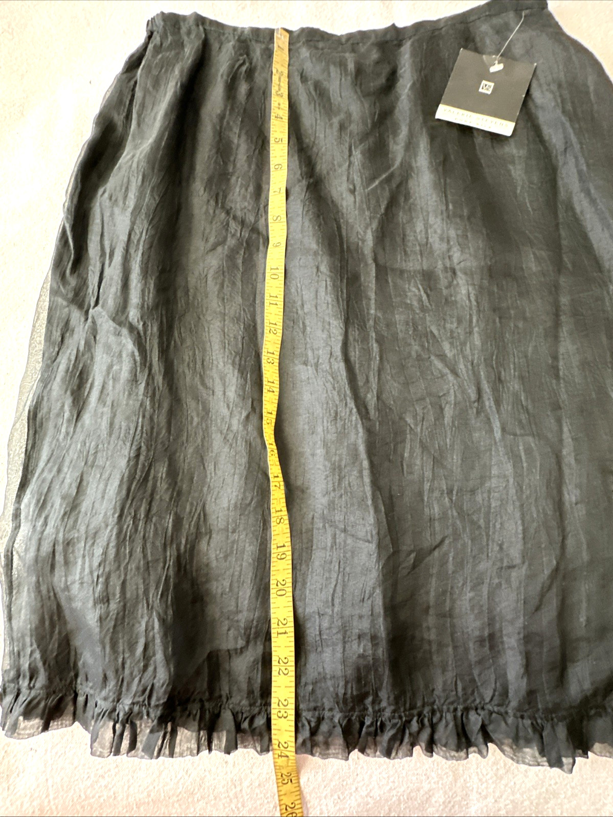 100% Silk Valerie Stevens Black Skirt Lined with 100% Silk Size Large (#D)