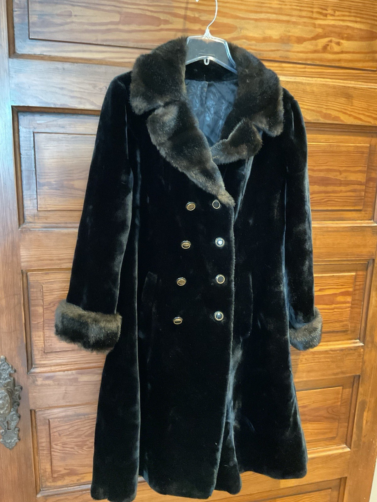Vintage Borgazia Black Mink Faux Fur Coat Jacket S M
