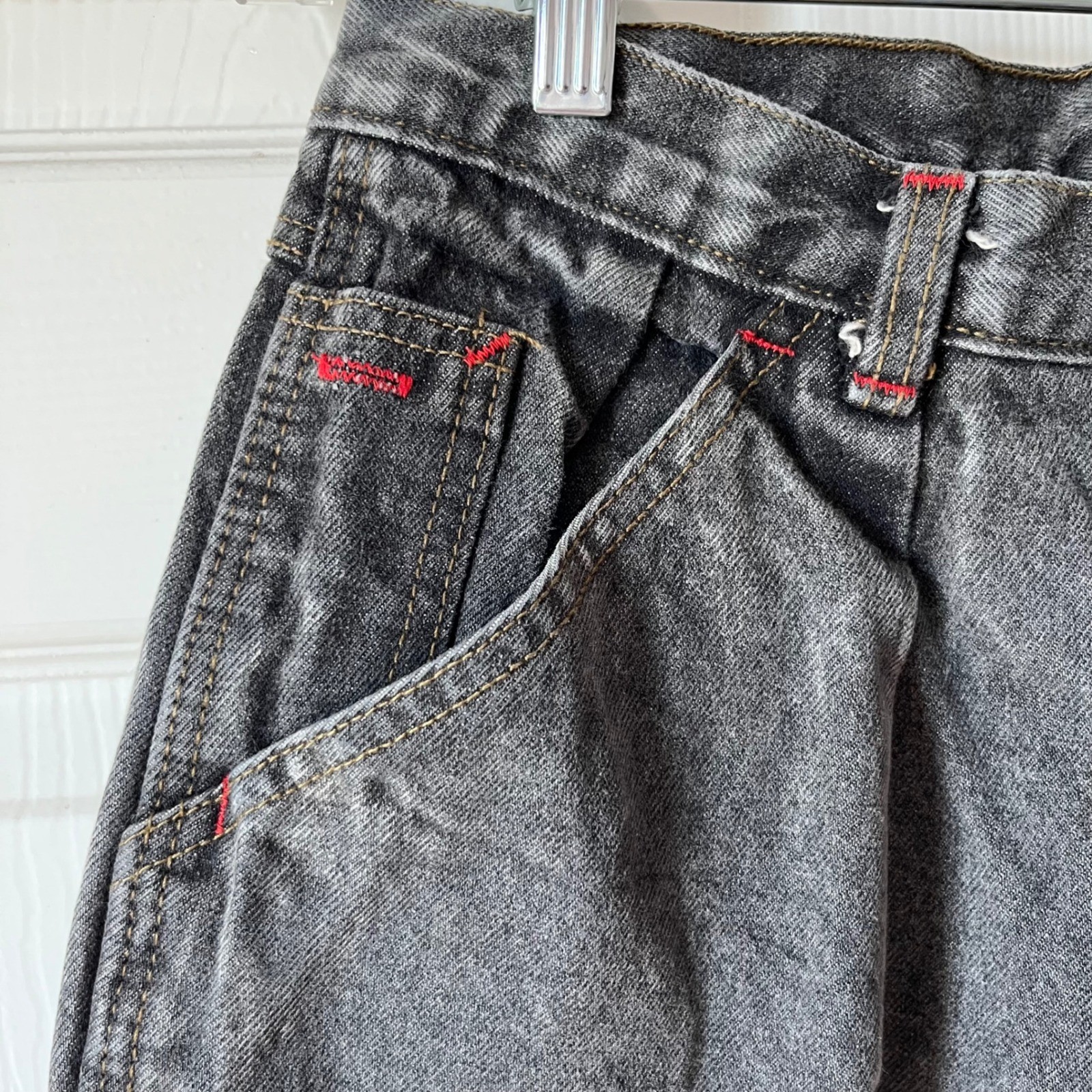 Vintage Zena Acid Wash Jeans Red Stitching High Waist Pleated Tapered Leg
