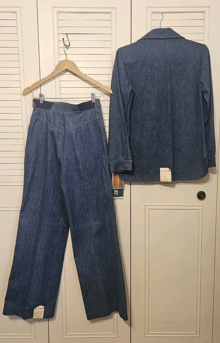 Vtg 70s Koret City Blues Denim Jacket Pants set NWT size 10 Disco Western