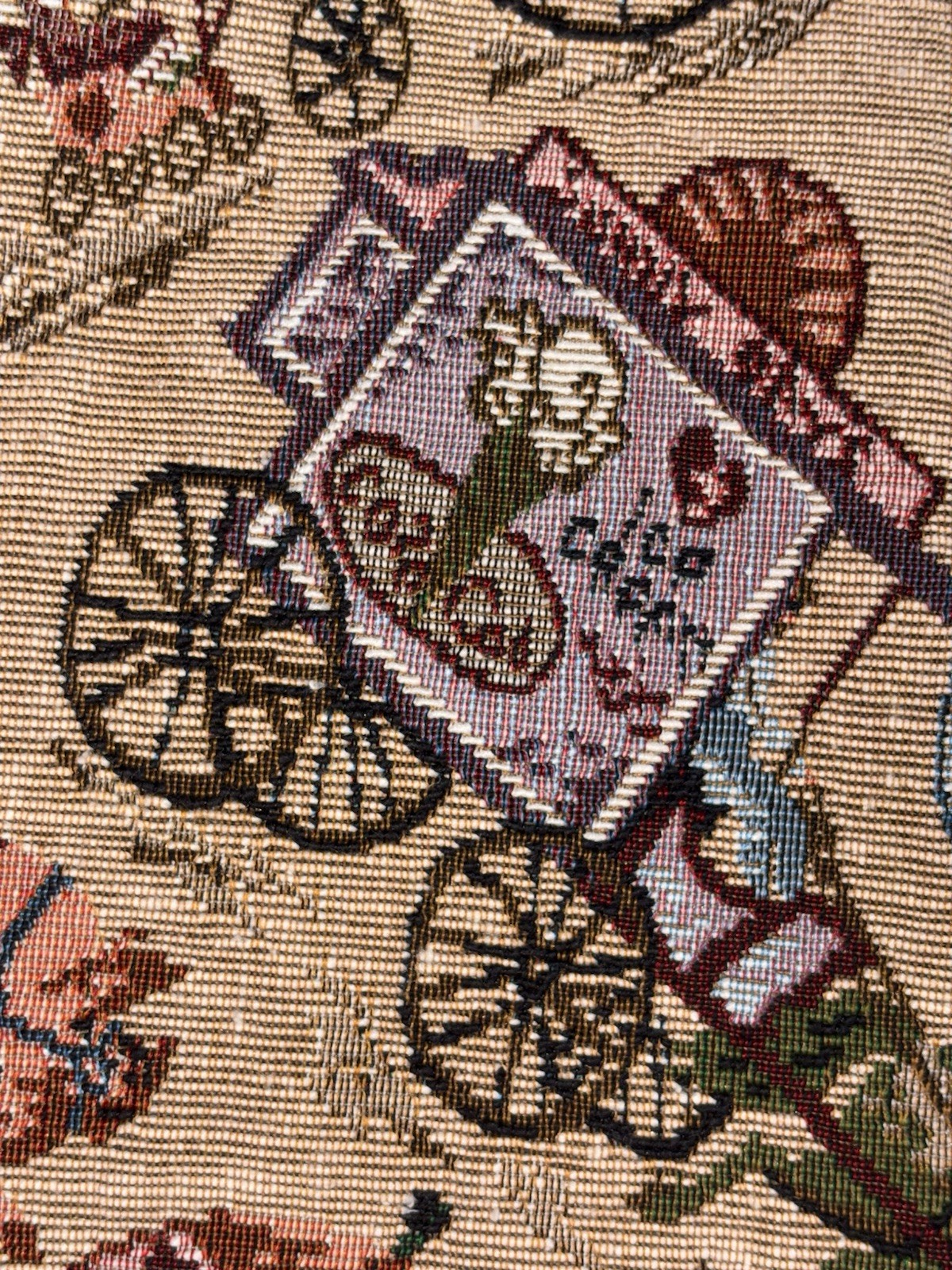 VTG Tapestry Full Zip Vest Victorian Novelty Italian Bicycle Ice Cream Size XL