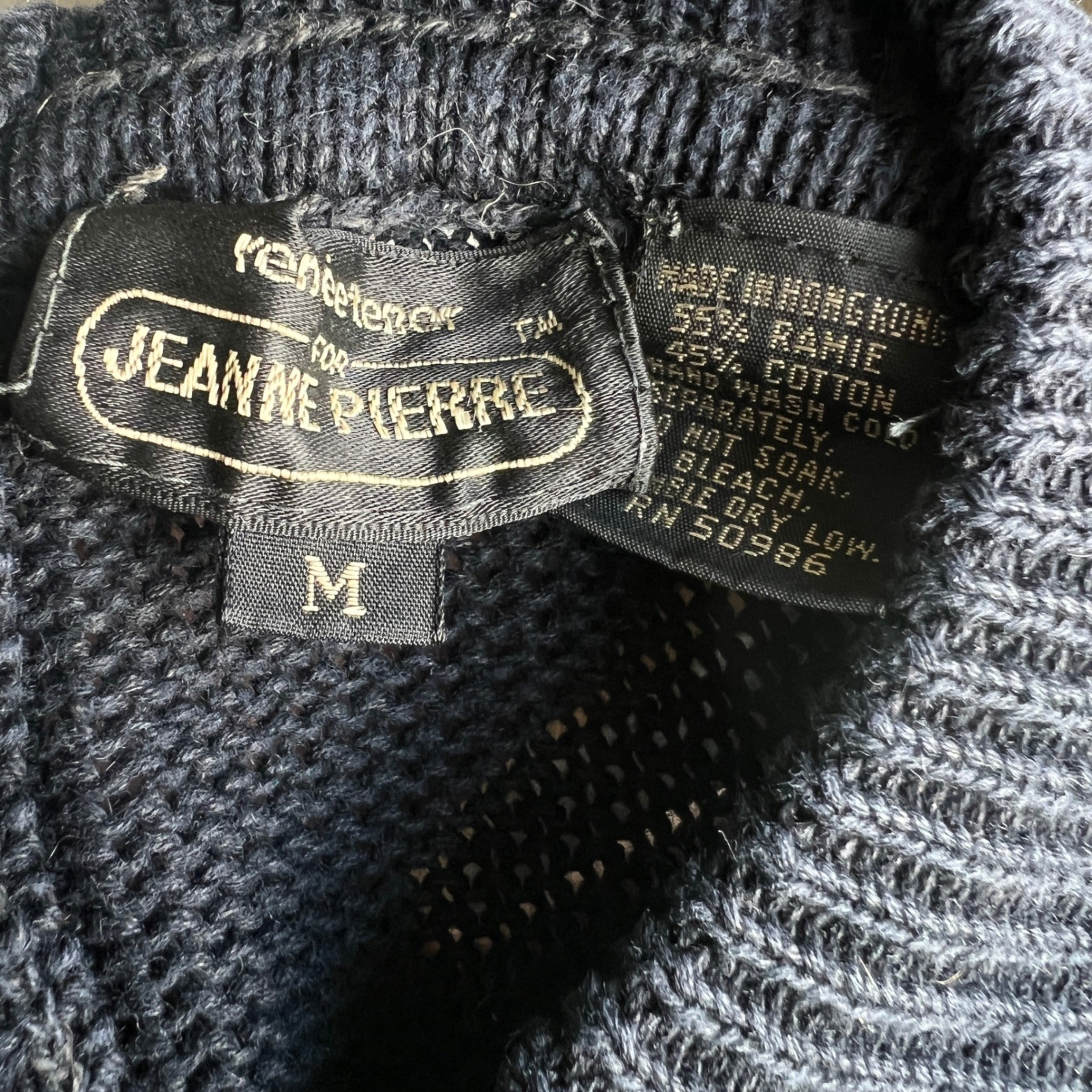 Vintage Baggy Minimalist Sweater Black Button Back Unique Mock Neck Knit Top M