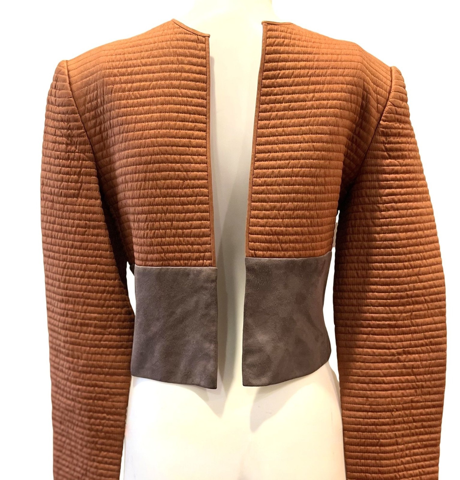 Rare, archival Vintage Mary McFadden Quilted Bolero Jacket, 70s-80s, size S, exc