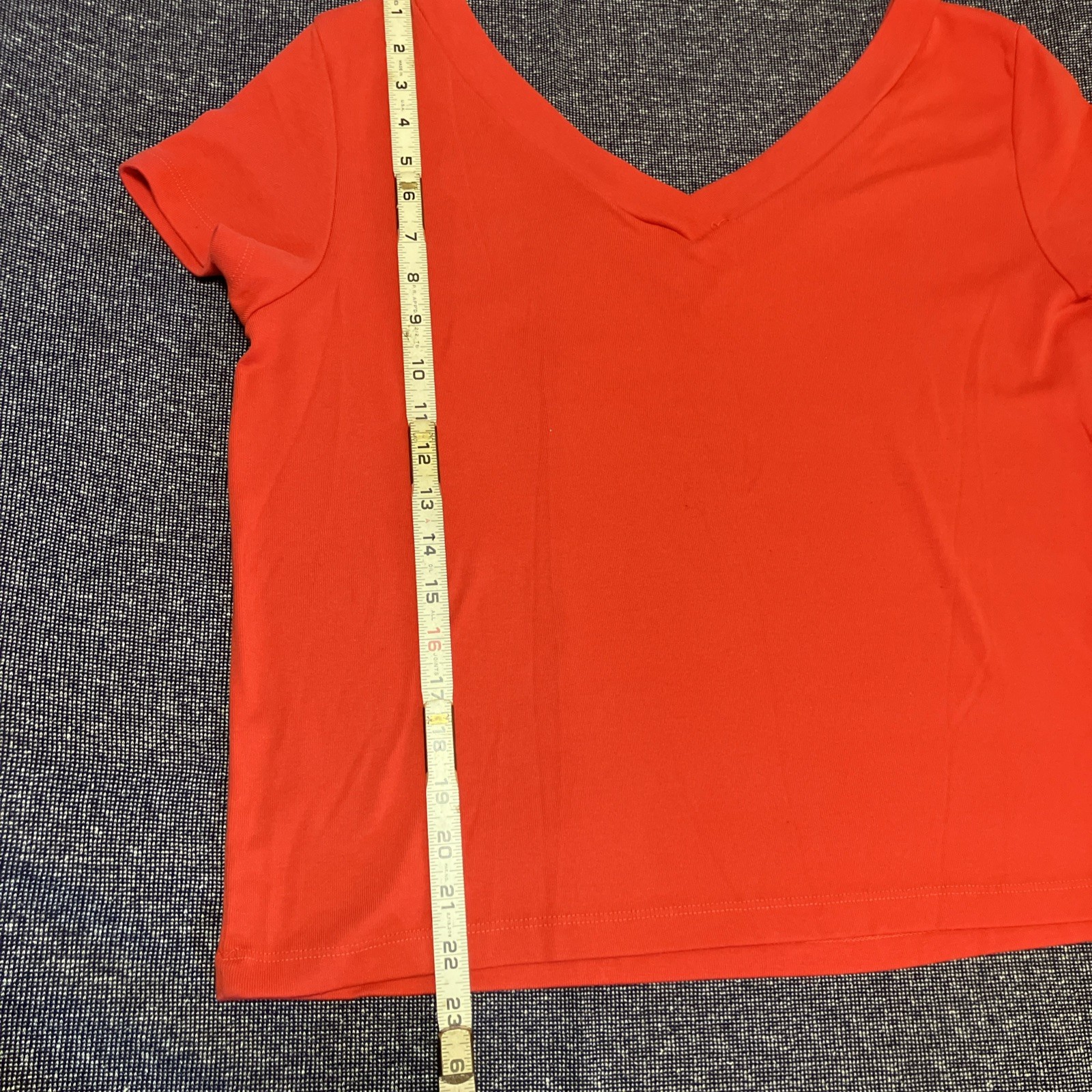 Cato Women’s Double V-neck Short Sleeve Shirt Size XL Solid Red Vintage