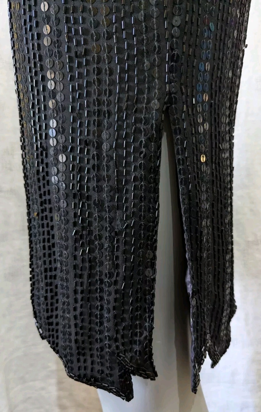 VTG Sho Max Originals Black Pink Silk Beads & Sequins Cocktail Dress PS