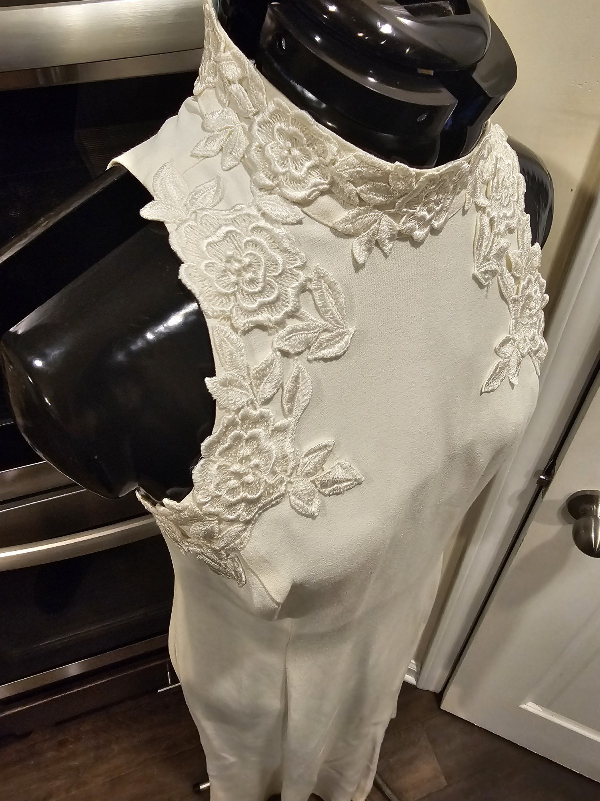 Vintage Off White Creme Lace Scott Mcclintock Long Gown Dress 8