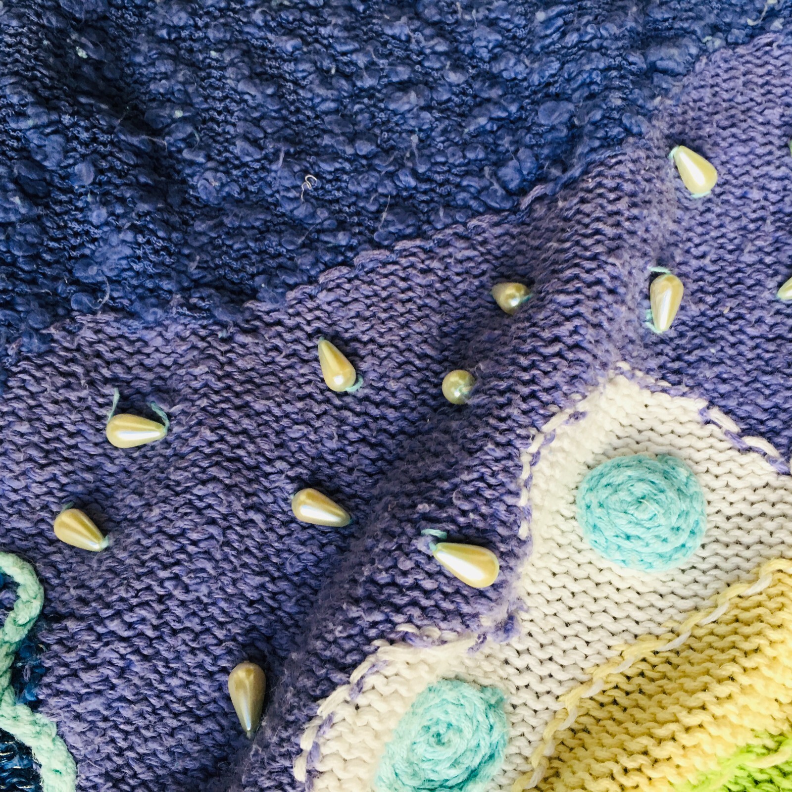 Mariea Kim Vintage Wool Blend Ocean Seashell Sweater Size MEDIUM