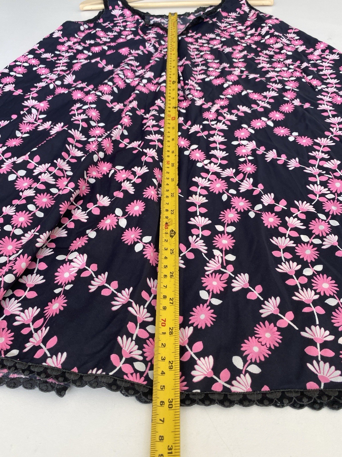 Vintage 60s Harrods 36 Satin Nightgown & Matching Panty Italy Black & Pink