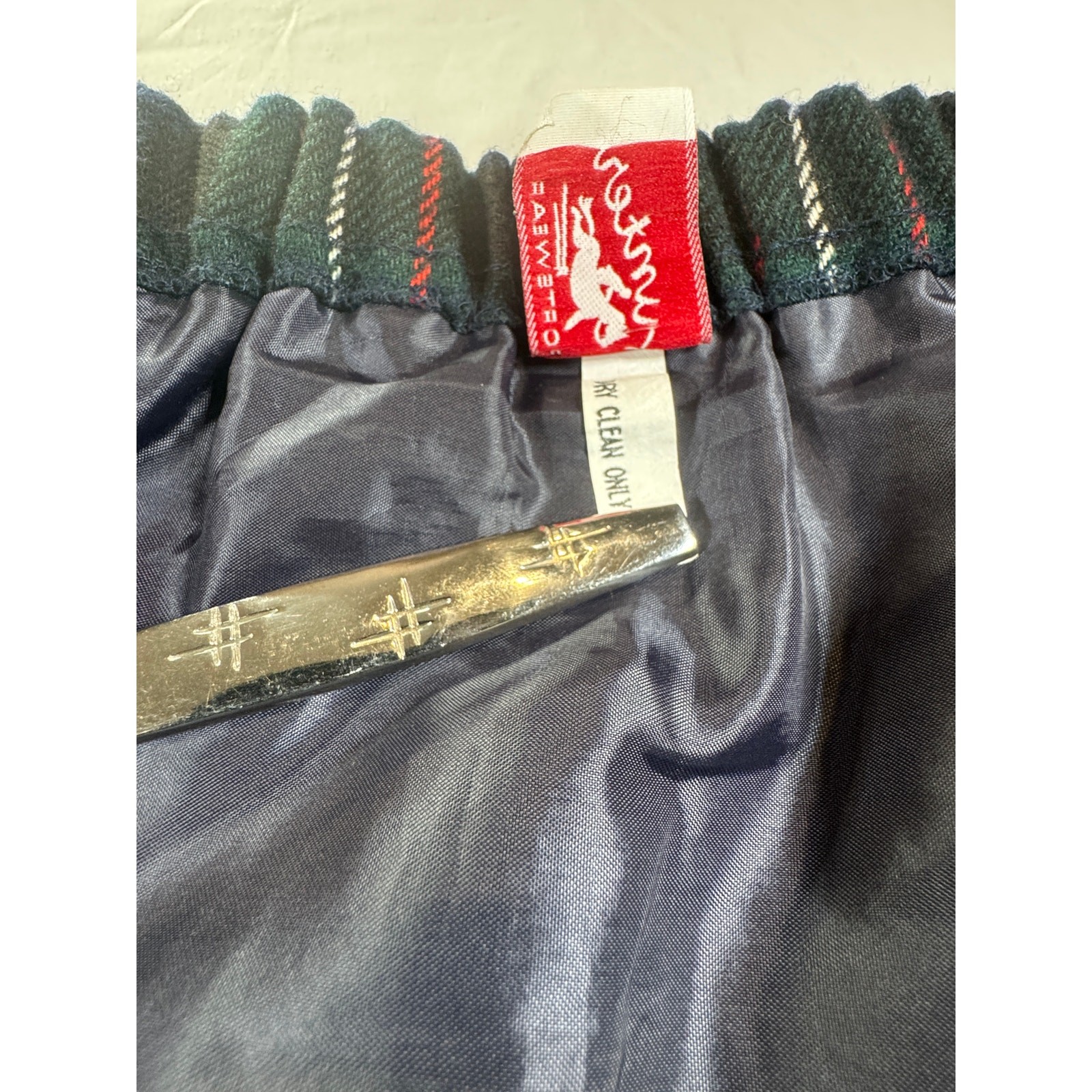 Hunter Sportswear Navy Tartan Pencil Skirt, 30 Waist