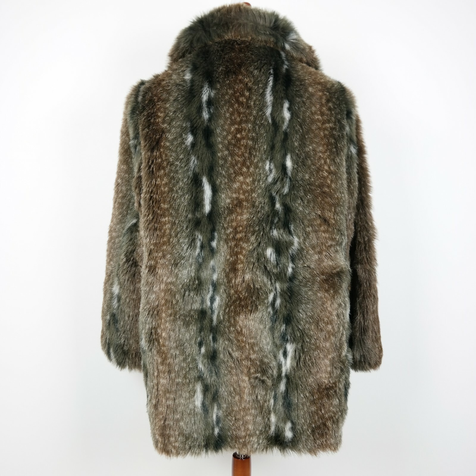VTG 60s Tissavel France Country Pacer Faux Fur Coat Animal Print Womens Sz 16 XL
