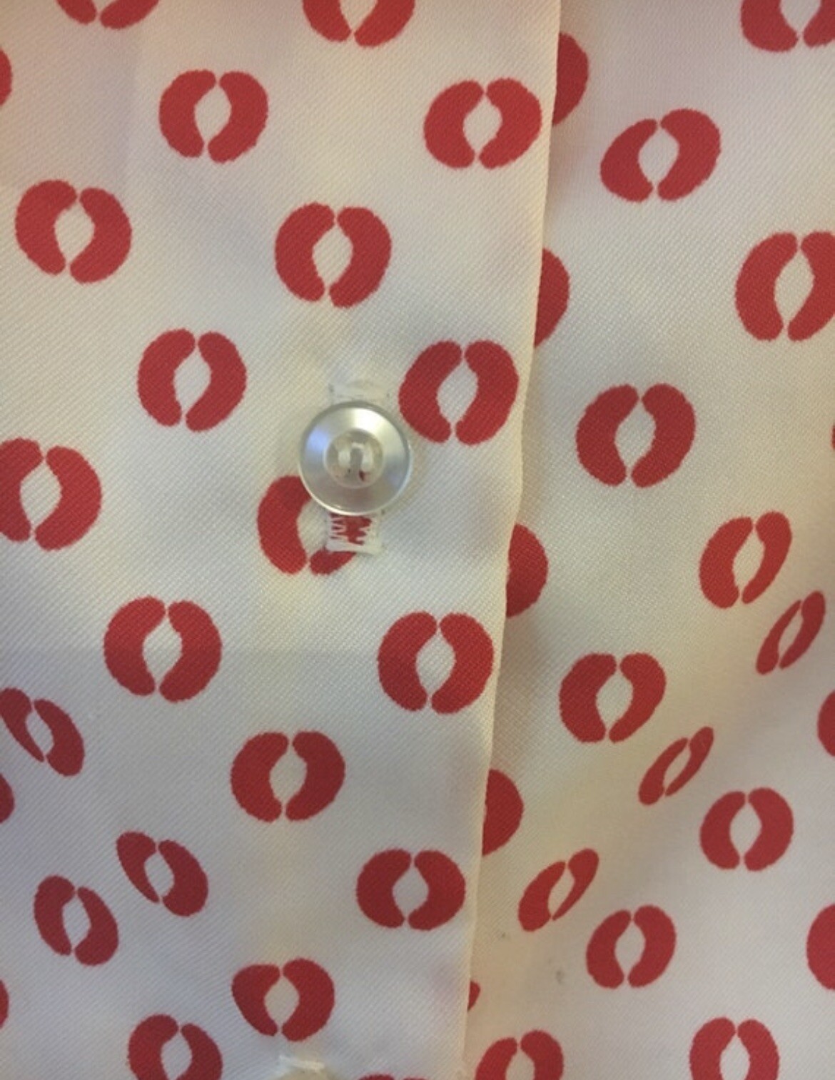 Vintage Lucky Winner Blouse Top Attached Skinny Tie Scarf White Red Design M