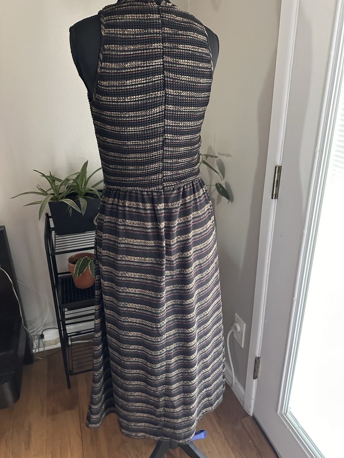 Kay Unger Petites Vintage 90s New York Halter Dress Striped Size 6 Multi Color
