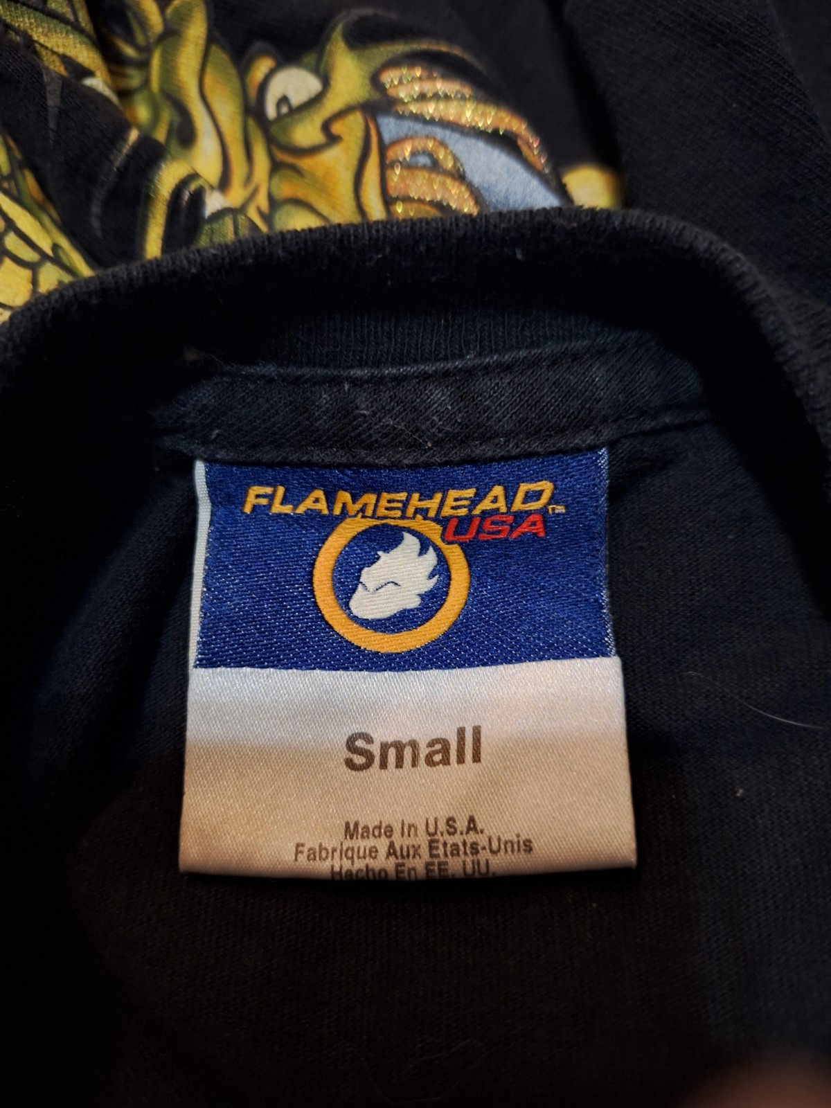 VTG Rare Flamehead Jnco Dragon Double side Skater Girl shirt Jr small