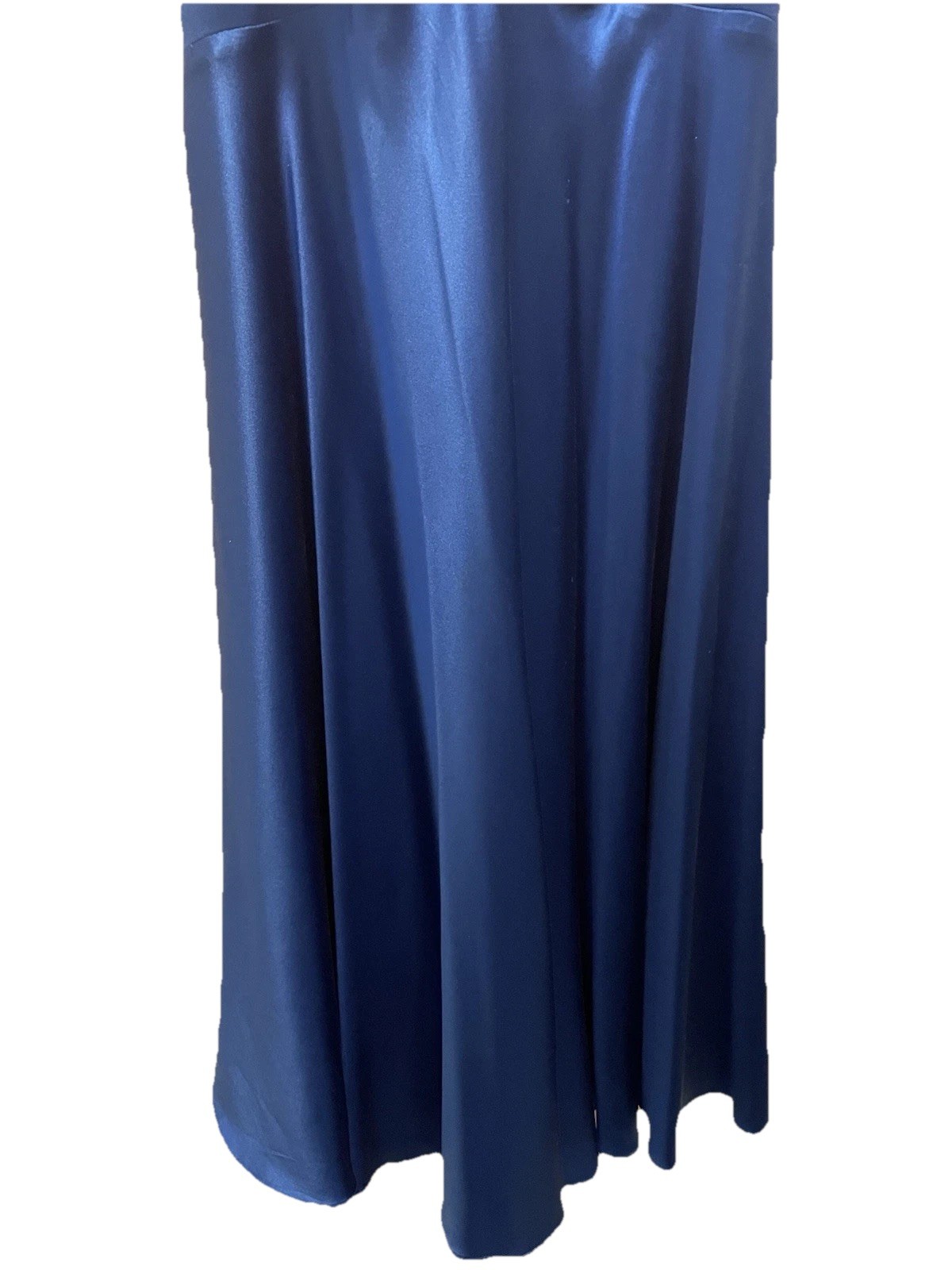 Heart Moon Star Silk Royal Blue Slip Dress Size Large Tie Midi Length Y2K 90s