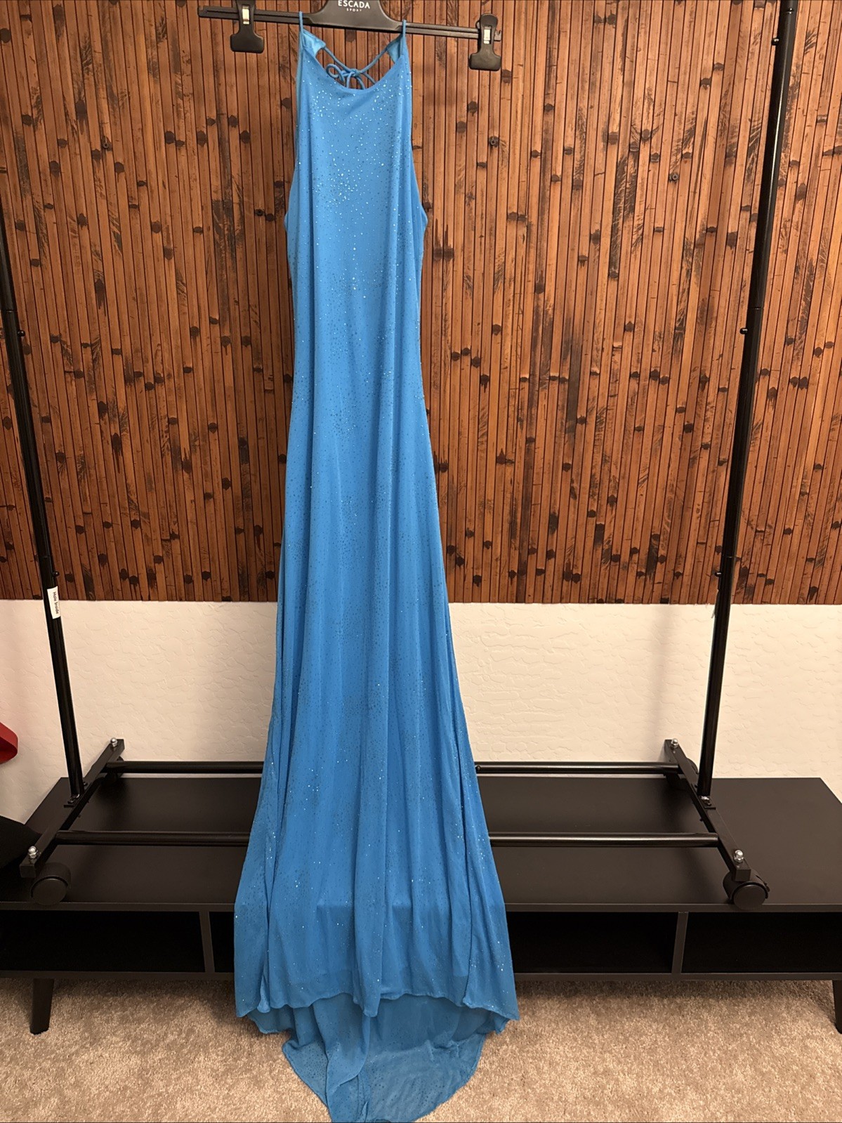 Vintage 90s Zum Zum Niki Livas Blue Gown Ruched Back prom dress Size 2 Y2K