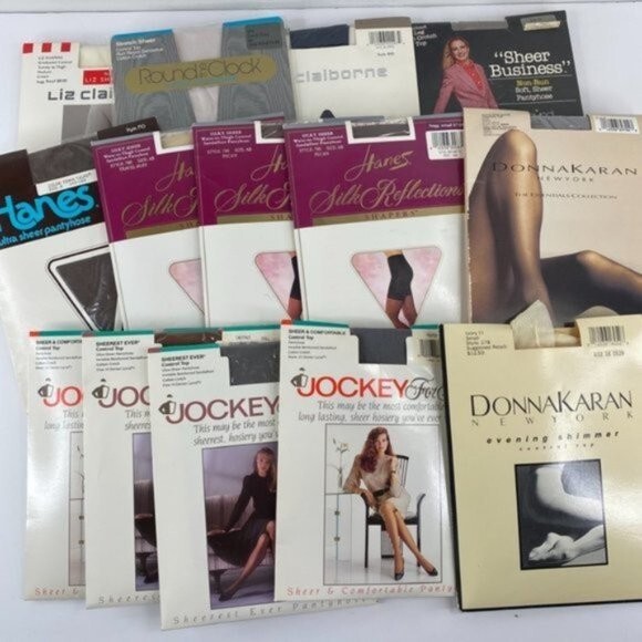 Hanes Liz Claiborne Vintage Pantyhose Lot of 15 Pairs Crafts Collectors