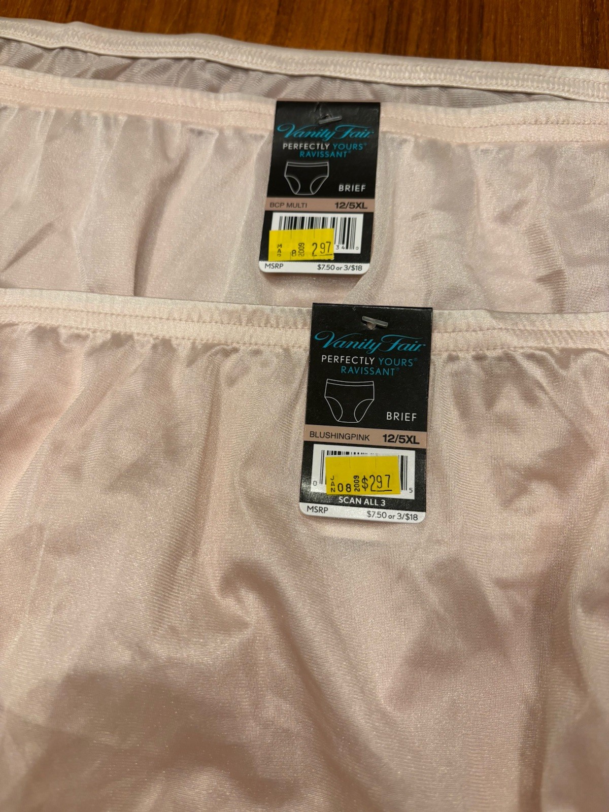 2 Pack Vanity Fair Perfectly Yours Ravissant Briefs Size 12 / 5XL NWT Multi Pink