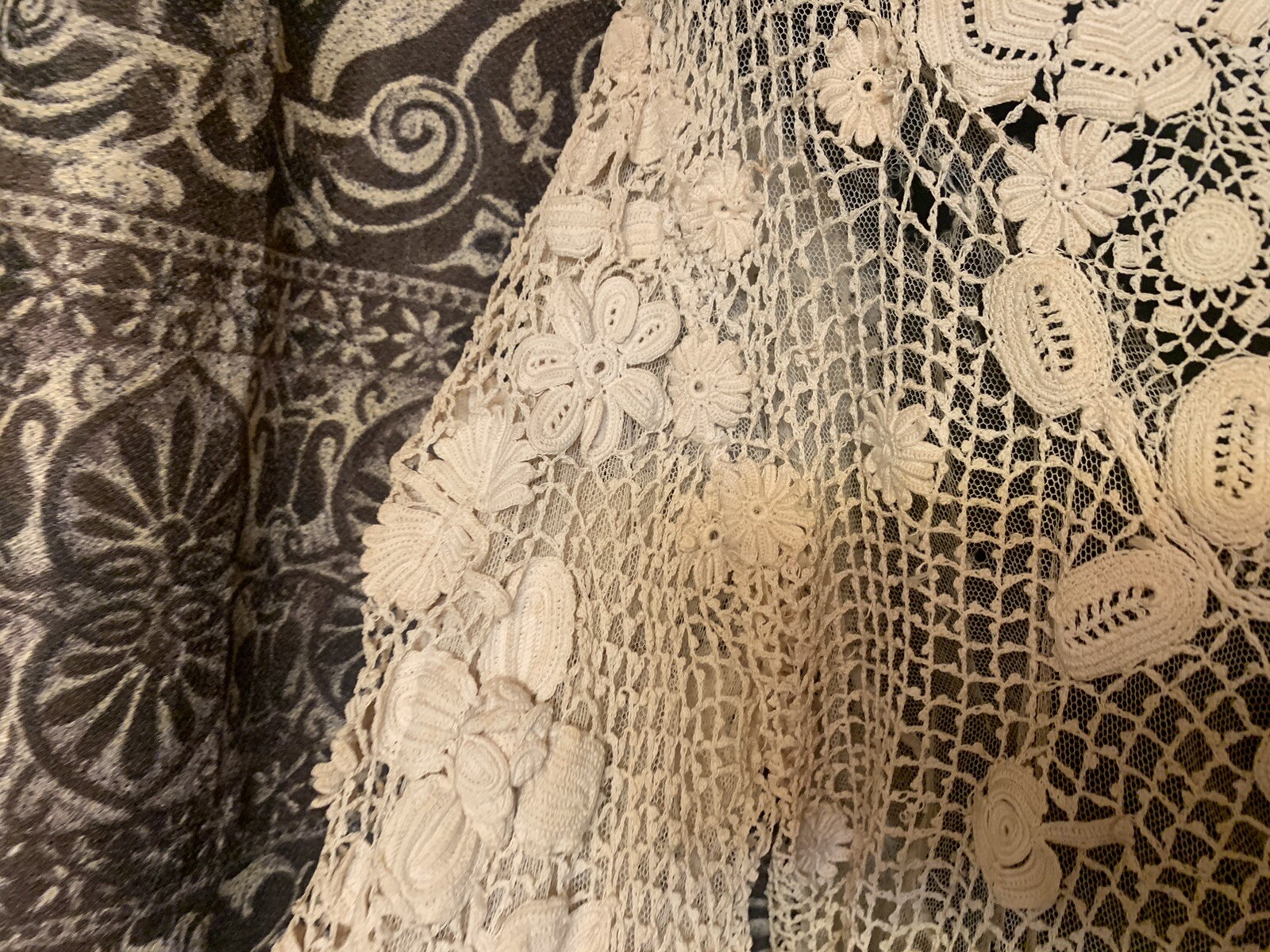 Antique Edwardian Irish Crochet Lace Blouse With High Collar Collectable