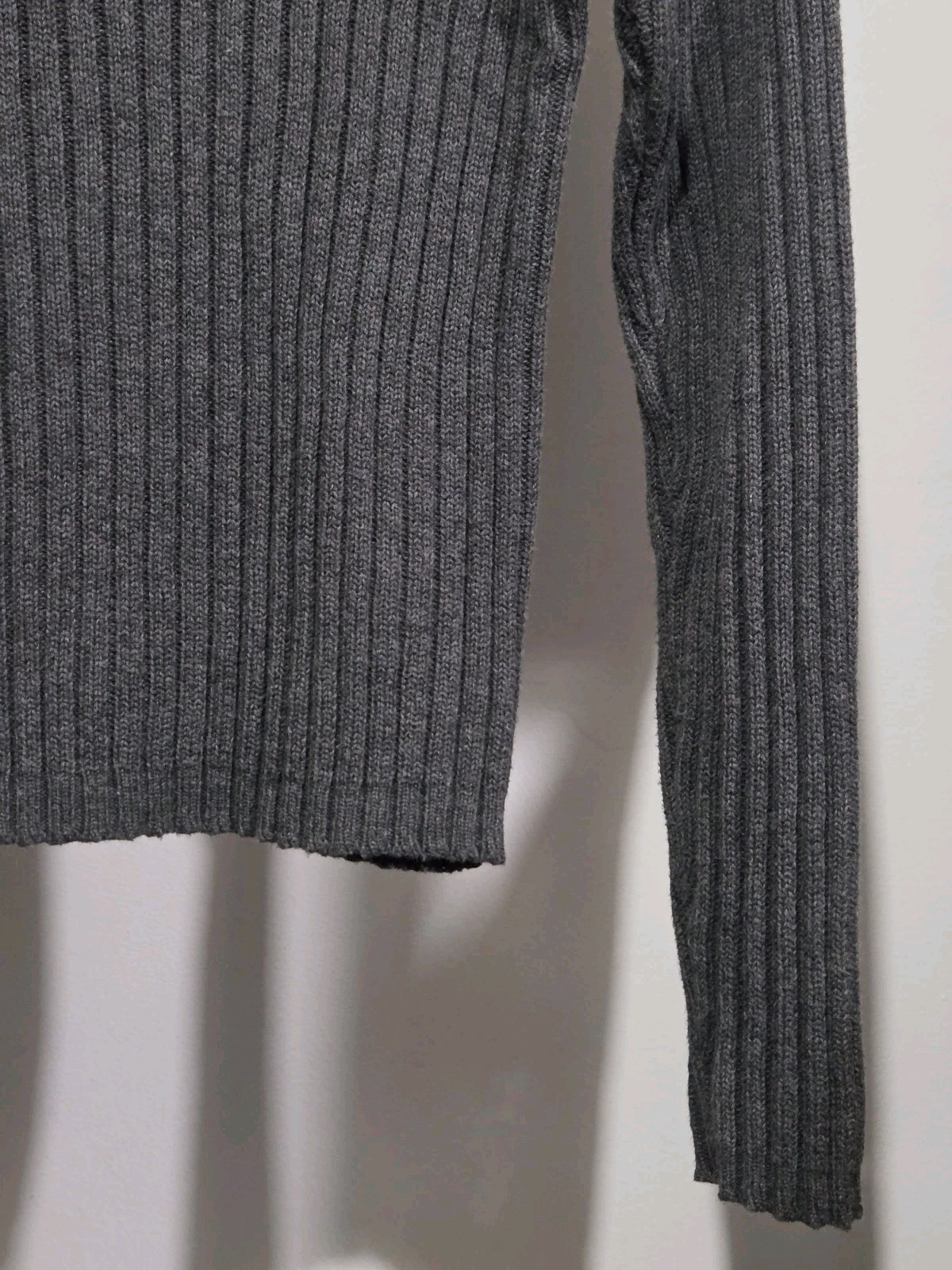 Jamie Scott Turtleneck Sweater Large Grey Womens Rib Knit 100% Cotton