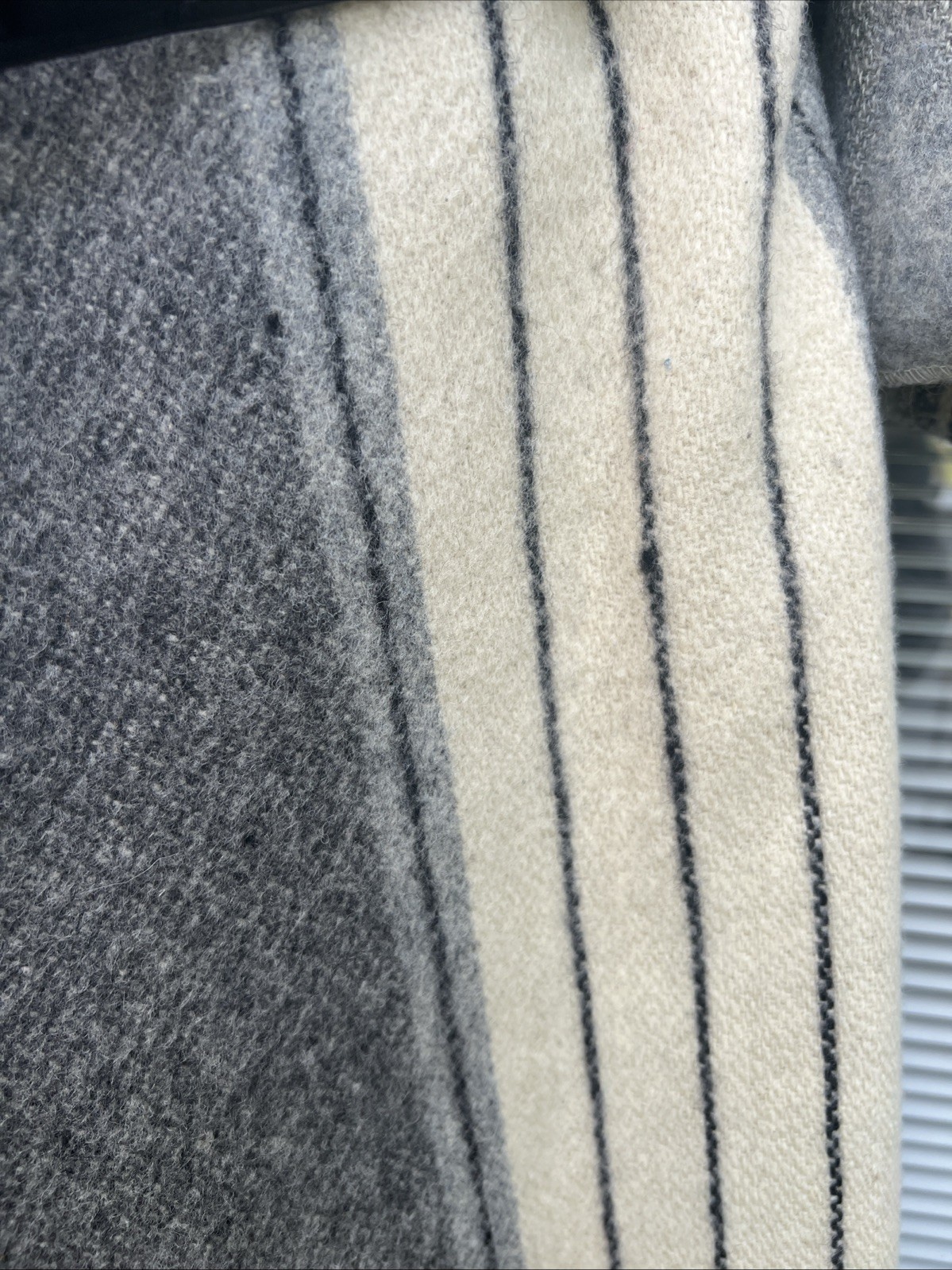 Vintage Pea Coat 100% Virgin Wool Casa De Lana Jr Belted Uruguay Gray Tan Black