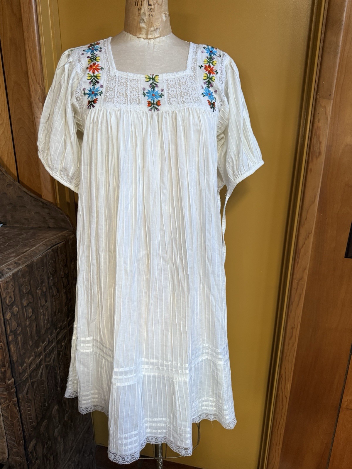 Vintage Girasol Size Small Storyteller Dress Mexican San Antonino Midi Cotton