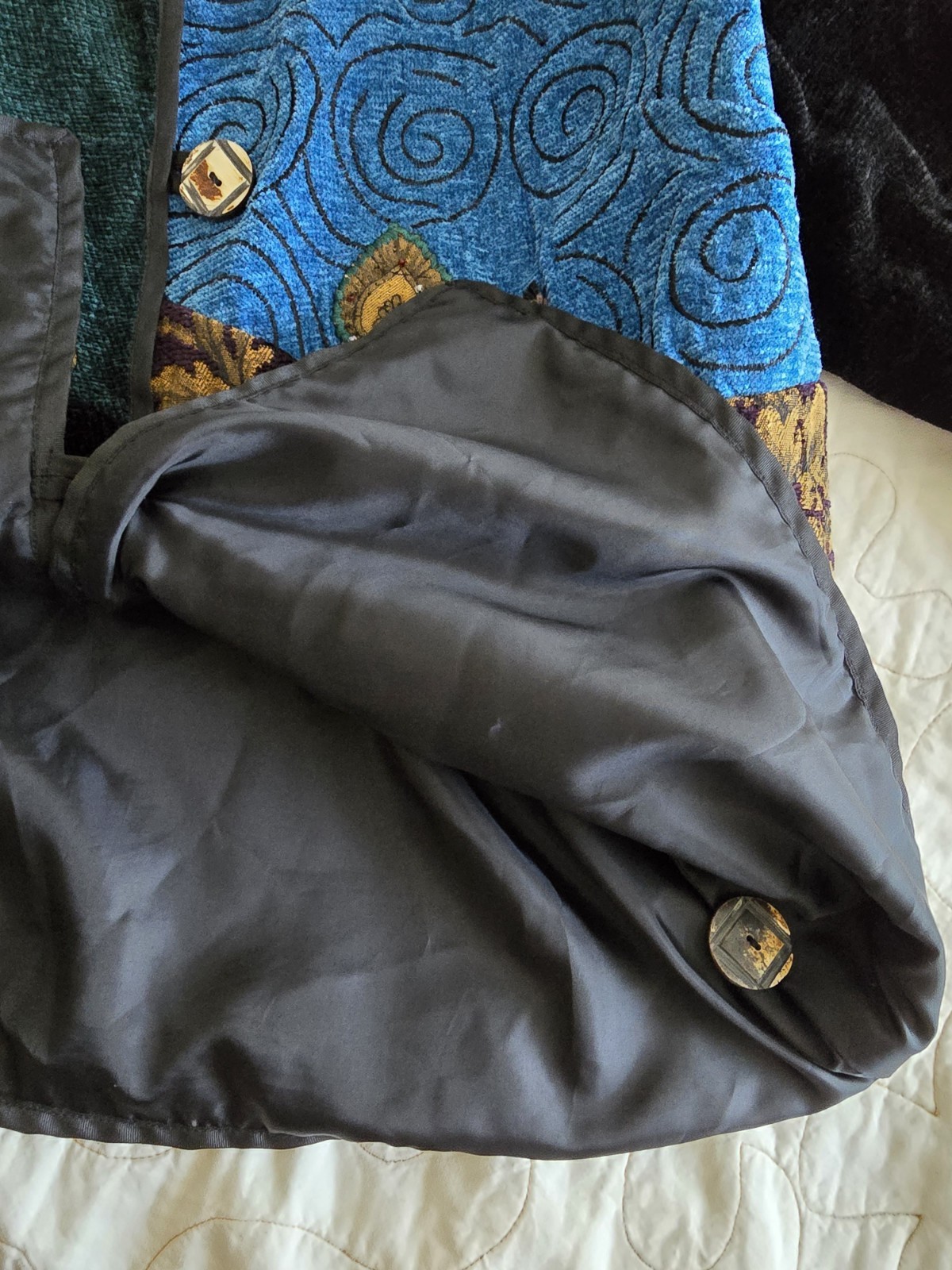 Vintage 90s Celestial Black Whimsigoth Plus Size Oversized Embroidered Jacket 1X