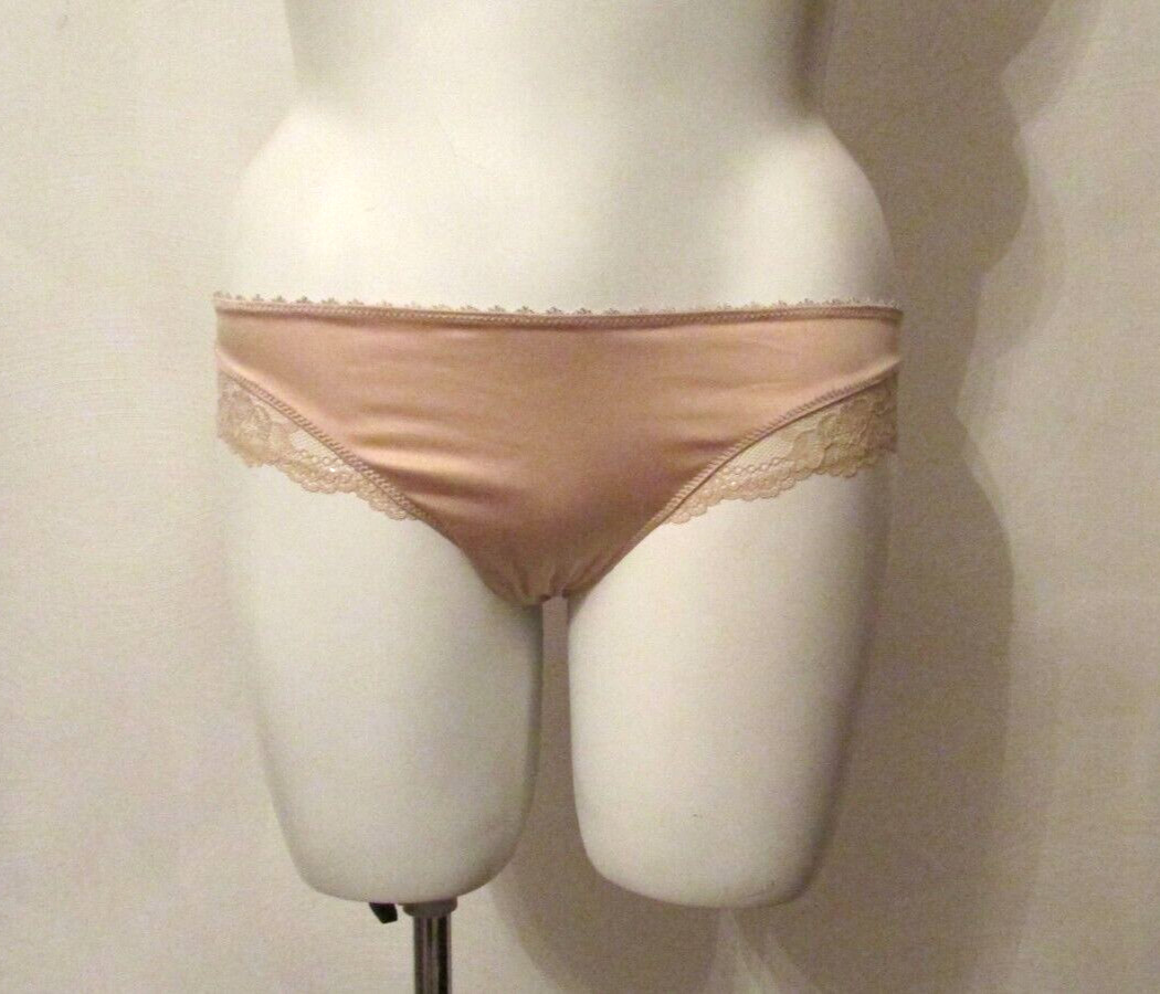 Gilligan & O’Malley Second Skin Satin Sheer Mesh Lace Accent Bikini Panties L