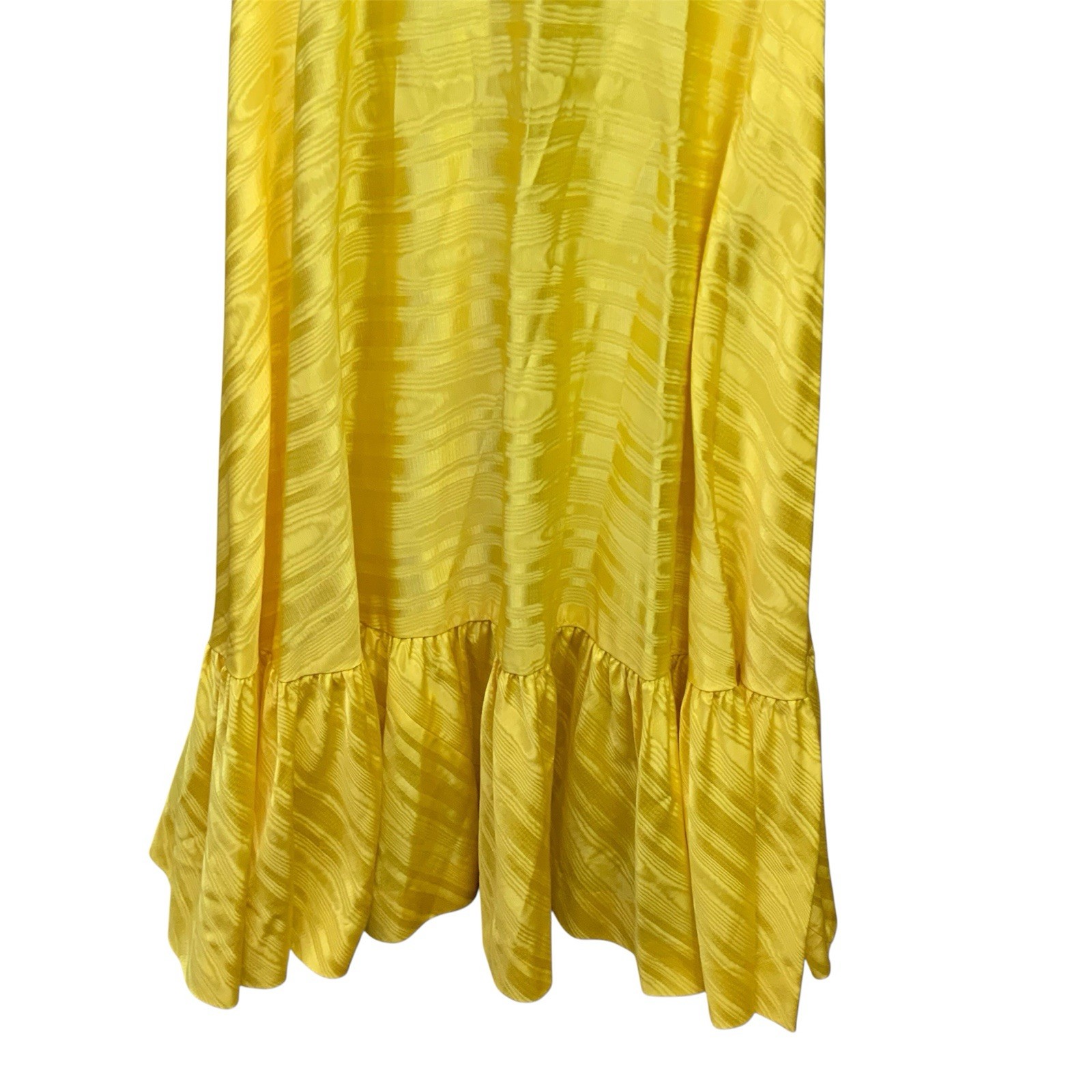 VTG Lillie Rubin Yellow Satin Halter Tiered Maxi Dress w/ Shawl Wrap Sz Medium 8