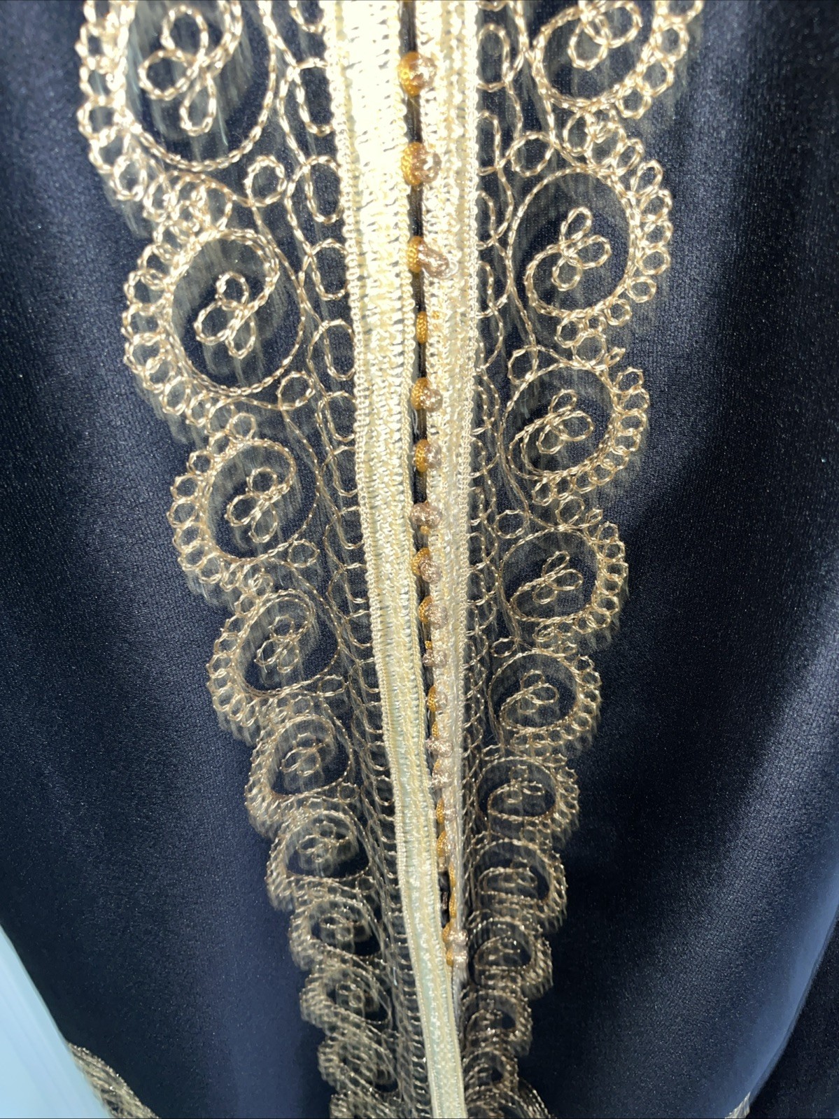 Vtg Caftan Robe Large Moroccan Gold Trim Small