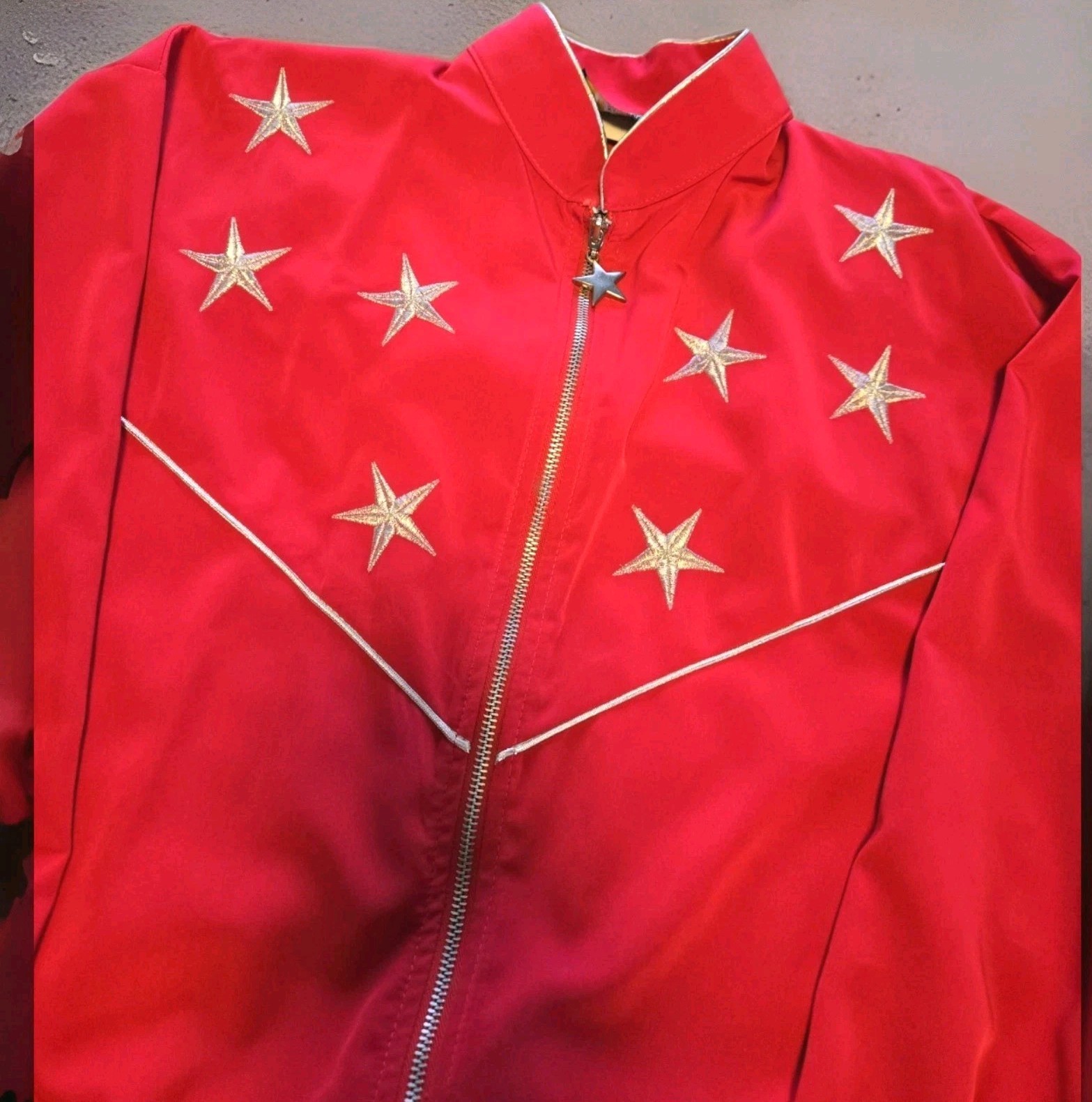 Vintage 80s Silver Threads Star Tracksuit Set USA Deep Rose Red Jacket Pants M/L