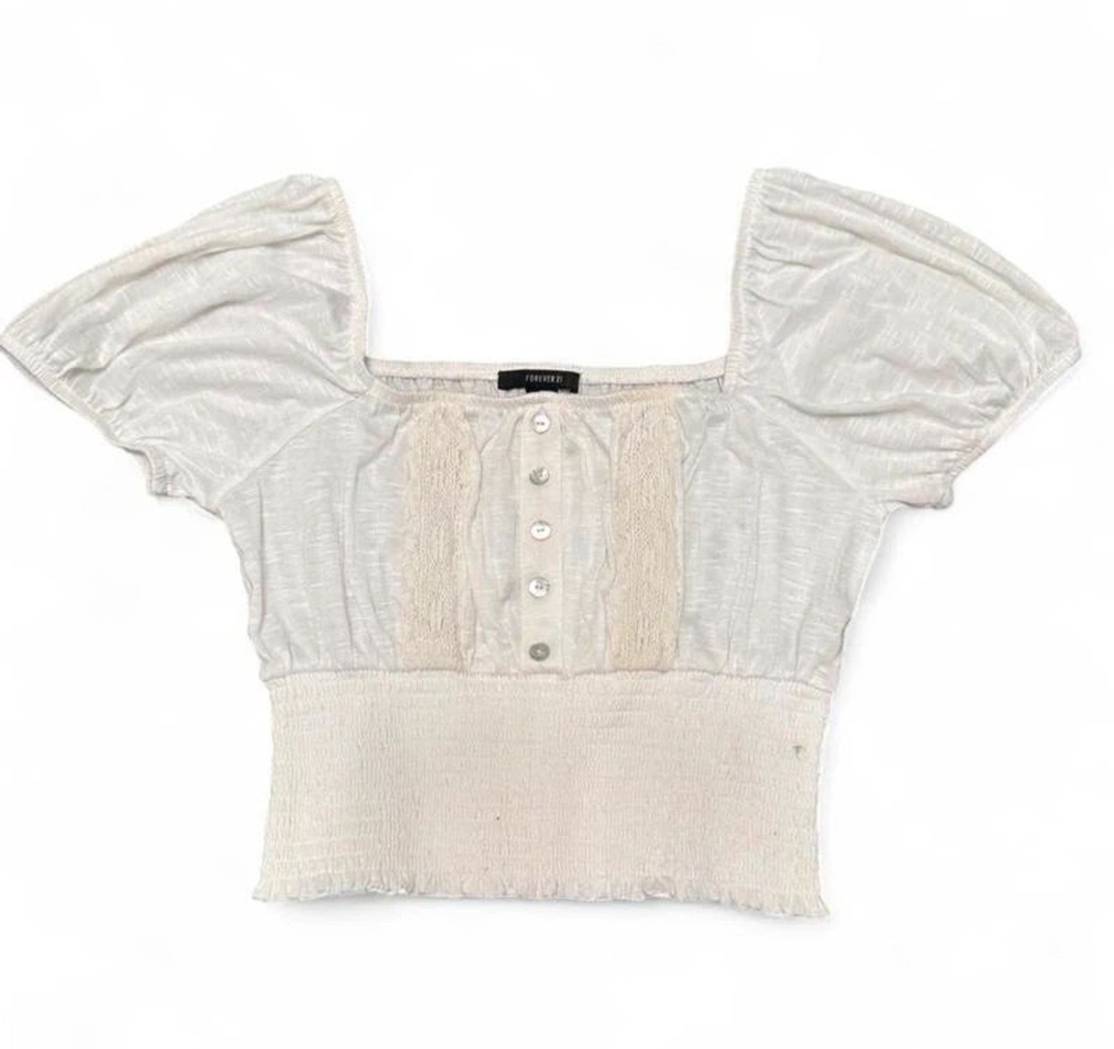 Forever 21 White Puff Sleeve Top