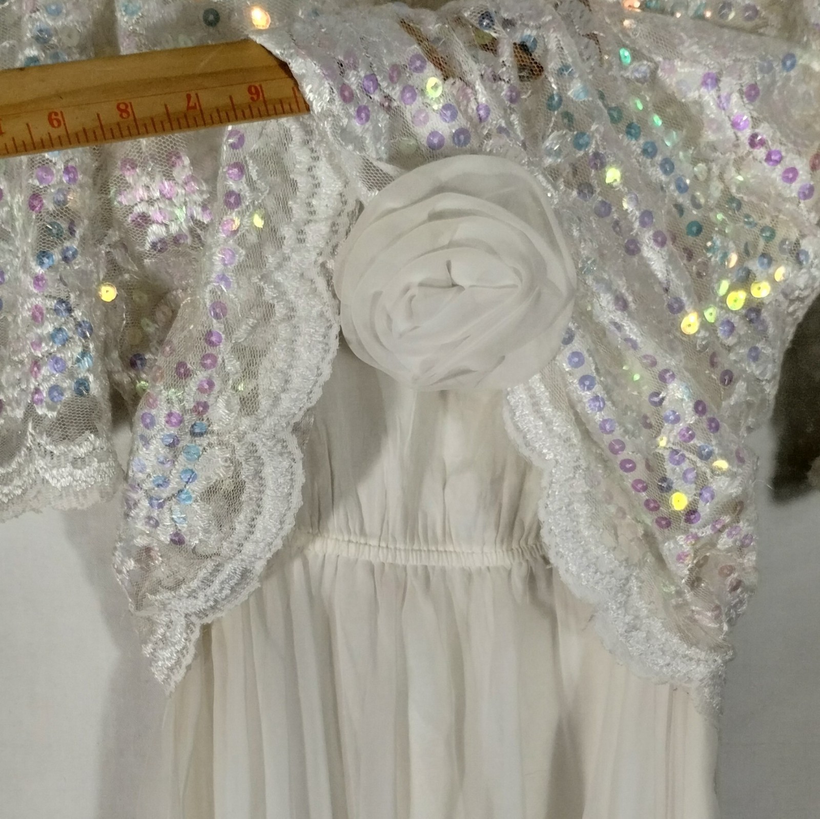 Vintage 80s Lisa Michaels Iridescent Sequin Lace Cocktail Dress Petite 8 USA