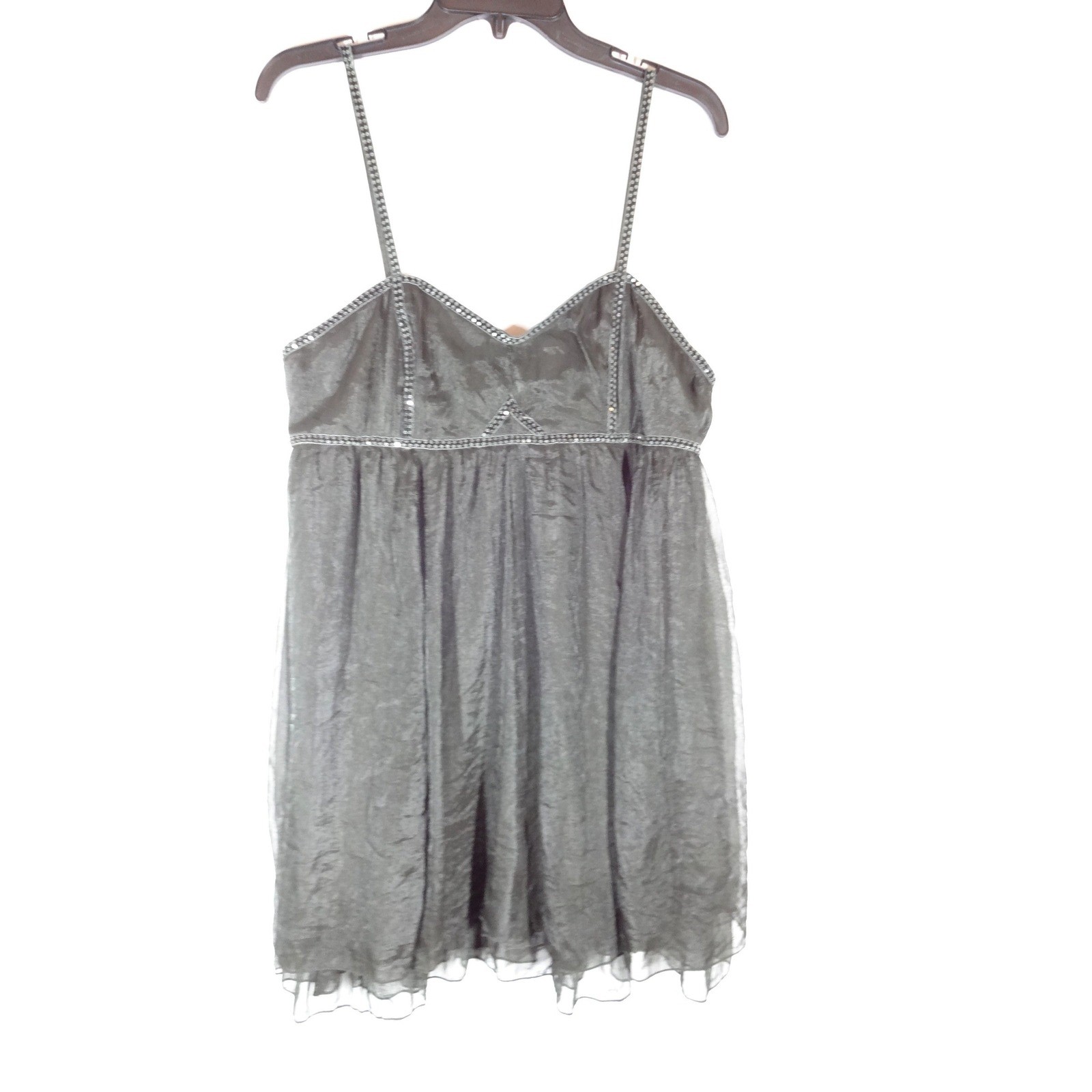Vintage Y2K Pinky Babydoll Dress Large Gray Black Sequin Trim Whimsigoth Fairy