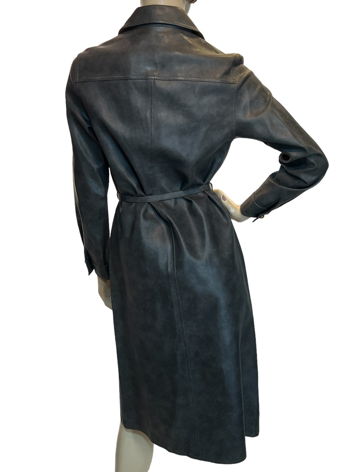 Sz S~M Vtg 60s MOD Gray VINYL COAT DRESS Joseph Magnin Ginala Front Zip Boho