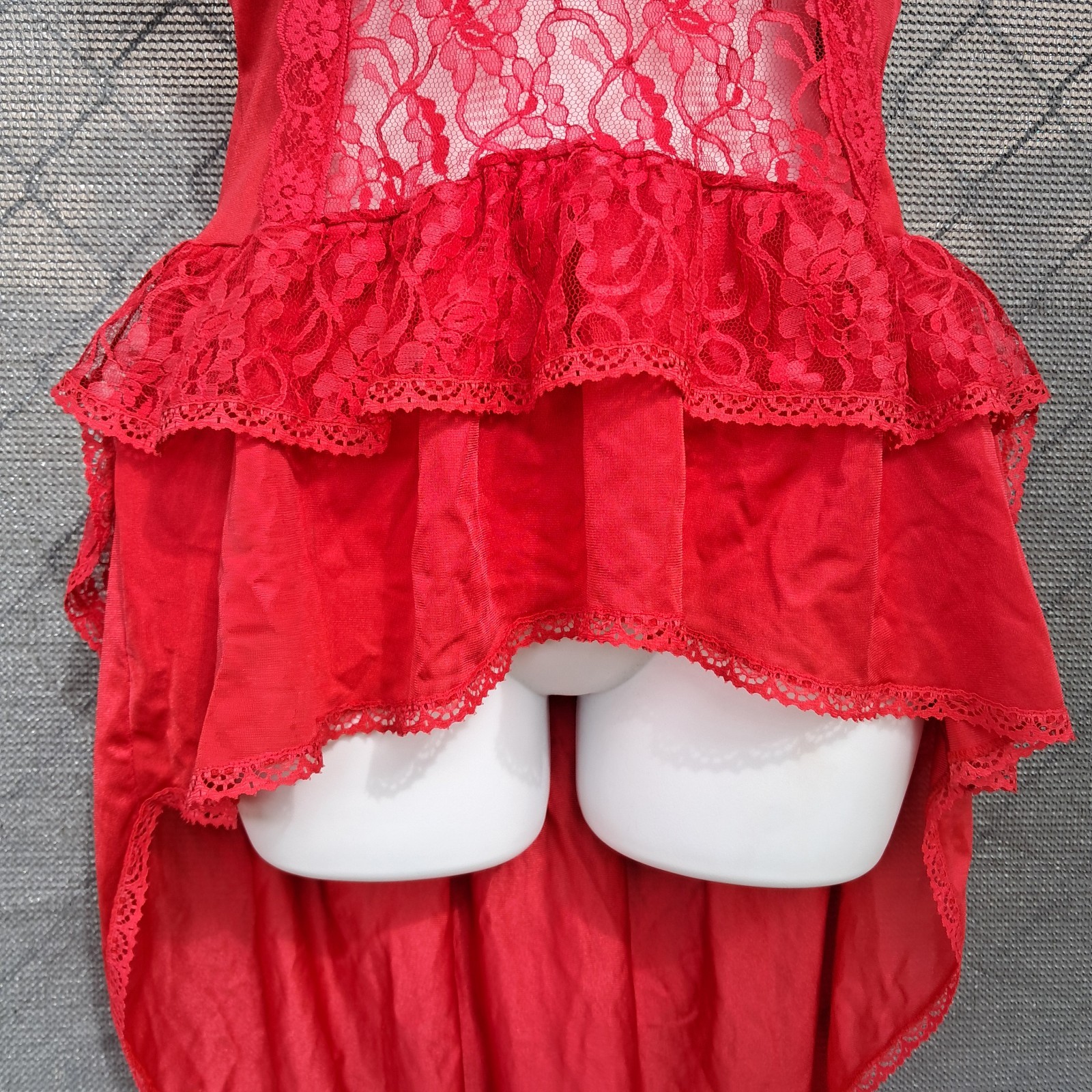 Traffic Jam Vintage 1990s Nylon Red Lace Teddy Women’s Small With Train