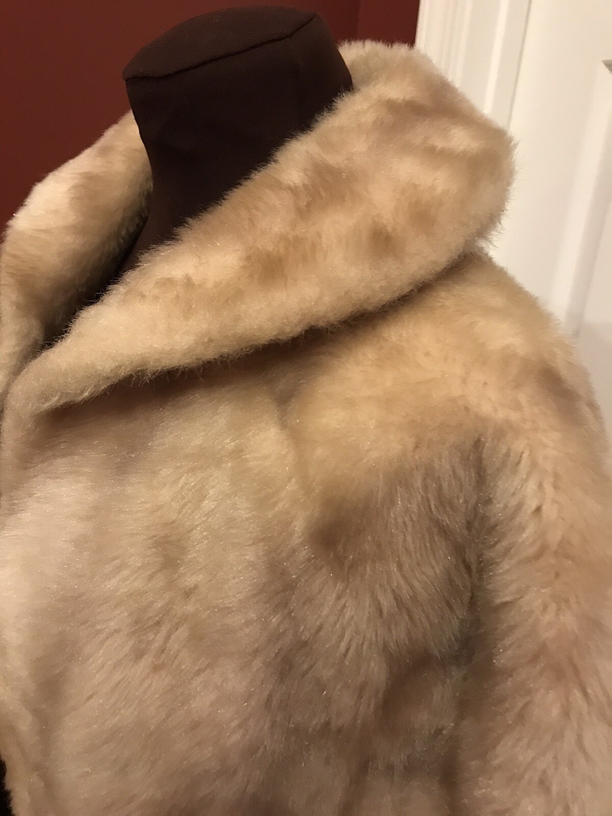 Regina Glenara by Glenoit Faux Fur Cape Shrug VINTAGE light brown