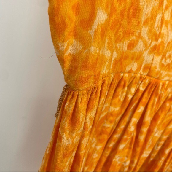 Vintage 50’s Murray Millman swing dress orange midi Sz XS cutout bow back