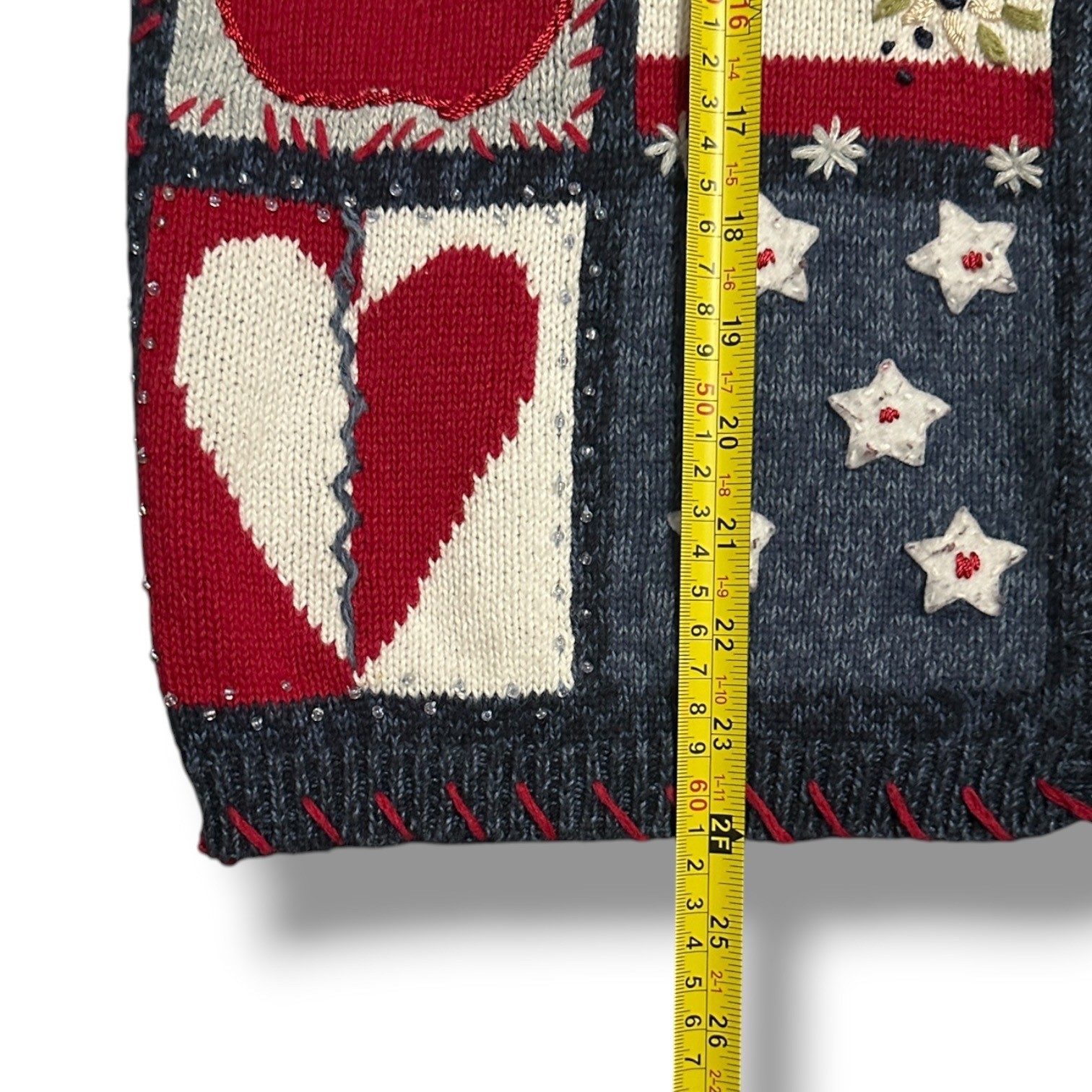 Vintage Heirloom Collectibles Americana Patchwork Knit Cardigan Sweater S Granny