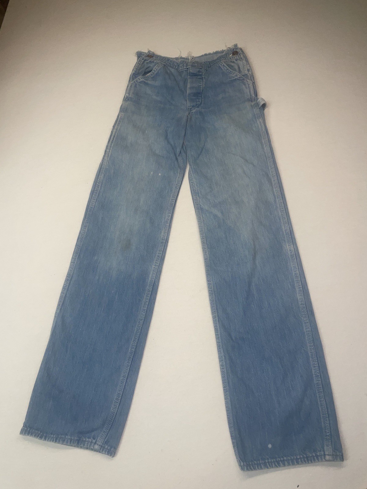 VTG 70s Lee Jeans High Waist Overall Cut Off Made USA Union Womens Sz 10 26×32